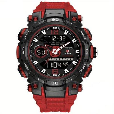 Relógio De Pulso Masculino Digital Led Multifuncional Desportivo De Quartzo Preto Vermelho