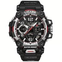 Relógio Digital Masculino à Prova De água 5atm Duplo Display Esportivo Quartzo Prateado Preto - 1