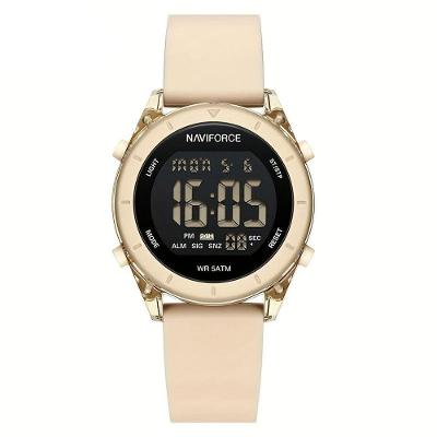 Relógio De Pulso Digital Feminino Lcd Tela Pulseira De Silicone 3atm Bege