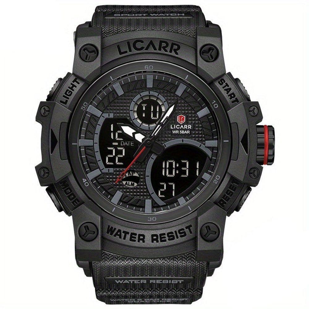 Relógio Desportivo Digital Masculino Duplo Display A Prova De água 5atm Estilo Casual Preto - 1