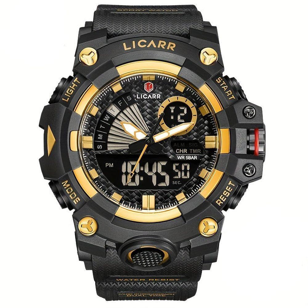 Relógio Licarr Top Luxury - Cronômetro à Prova D'água, Quartzo 9532 Dourado Preto - 1