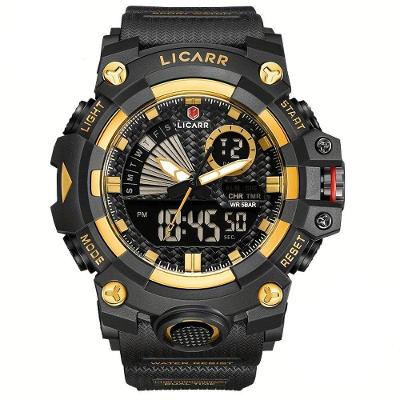 Relógio Licarr Top Luxury - Cronômetro à Prova D'água, Quartzo 9532 Dourado Preto