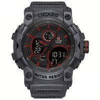 Relógio Desportivo Digital Masculino Duplo Display A Prova De água 5atm Estilo Casual Preto Transparente - 1