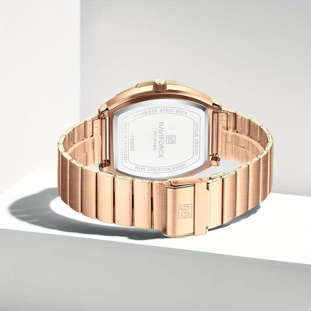 Relógio Masculino Quartzo Com Pulseira De Aço Inoxidavel Impermeavel 3atm Rosa Dourado - 3