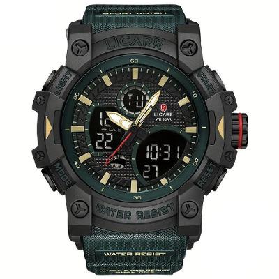 Relógio Desportivo Digital Masculino Duplo Display A Prova De água 5atm Estilo Casual Verde Escuro