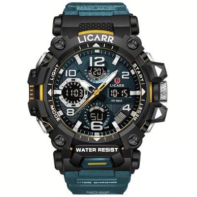 Relógio Digital Masculino à Prova De água 5atm Duplo Display Esportivo Quartzo Verde Escuro