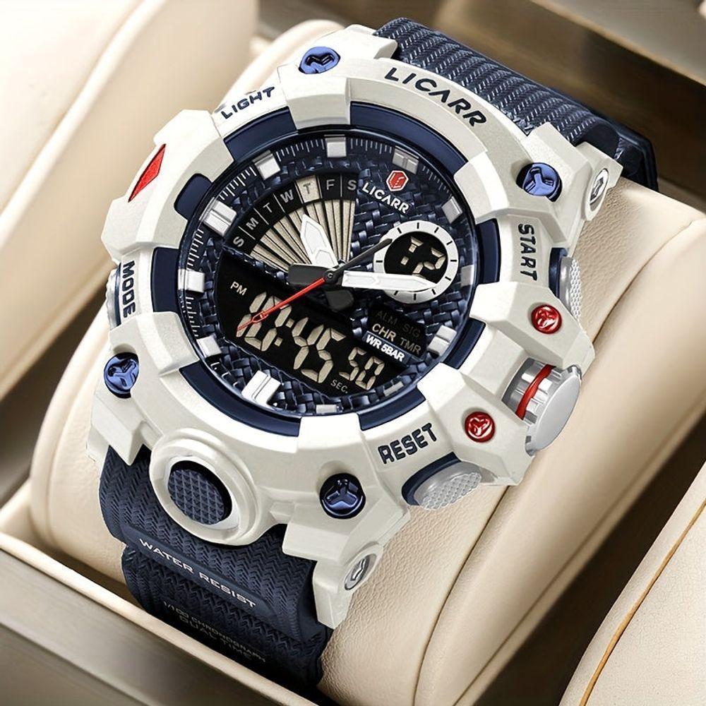 Relógio Licarr Top Luxury - Cronômetro à Prova D'água, Quartzo 9532 Branco Azul - 2