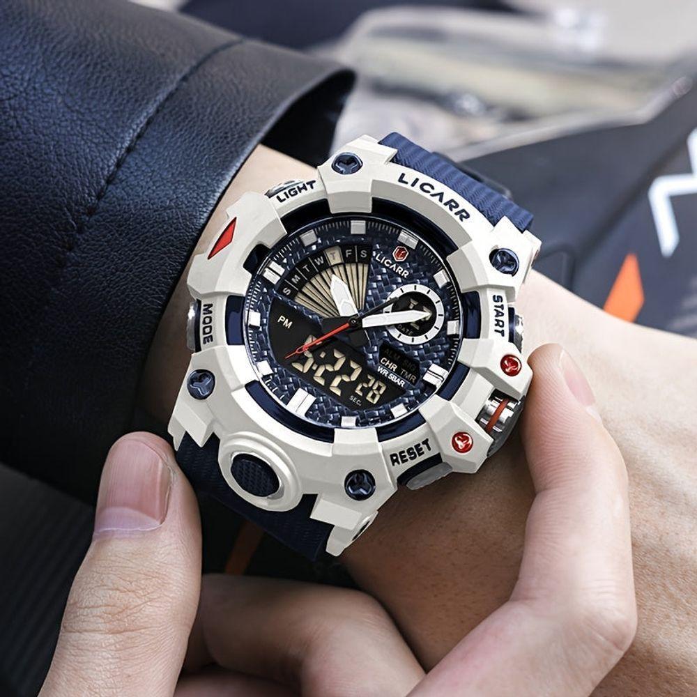Relógio Licarr Top Luxury - Cronômetro à Prova D'água, Quartzo 9532 Branco Azul - 4