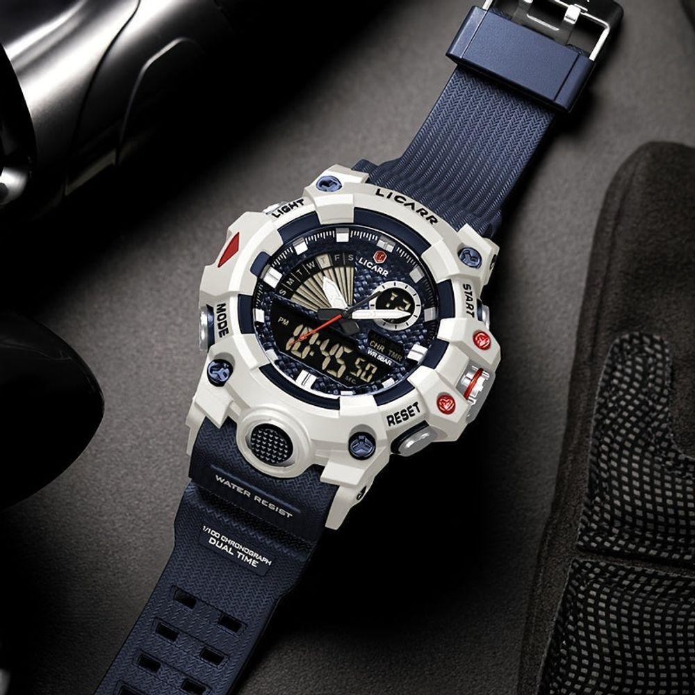 Relógio Licarr Top Luxury - Cronômetro à Prova D'água, Quartzo 9532 Branco Azul - 6
