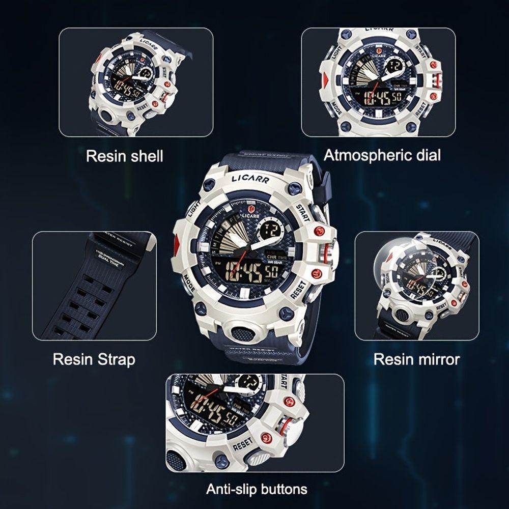 Relógio Licarr Top Luxury - Cronômetro à Prova D'água, Quartzo 9532 Branco Azul - 8