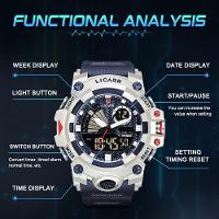 Relógio Licarr Top Luxury - Cronômetro à Prova D'água, Quartzo 9532 Branco Azul - 7