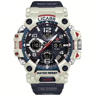 Relógio Digital Masculino à Prova De água 5atm Duplo Display Esportivo Quartzo Azul Escuro