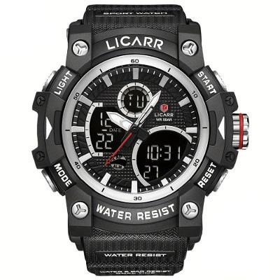 Relógio Desportivo Digital Masculino Duplo Display A Prova De água 5atm Estilo Casual Prateado Preto A