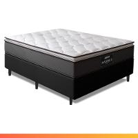 Cama Box Casal Queen Colchão Molas Ensacadas Pillow Top Maximus 158x198x67cm Cinza/Preto Gazin Cinza/Branco - 1
