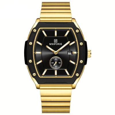 Relógio Masculino Quartzo Com Pulseira De Aço Inoxidavel Impermeavel 3atm Preto Dourado