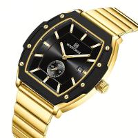 Relógio Masculino Quartzo Com Pulseira De Aço Inoxidavel Impermeavel 3atm Preto Dourado - 2