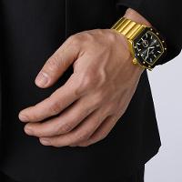 Relógio Masculino Quartzo Com Pulseira De Aço Inoxidavel Impermeavel 3atm Preto Dourado - 3