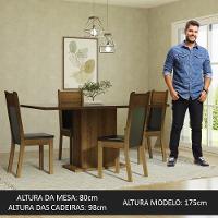 Conjunto Sala De Jantar Mesa Tampo De Vidro 4 Cadeiras Preto/Rustic Greta Madesa Preto/Rustic - 8