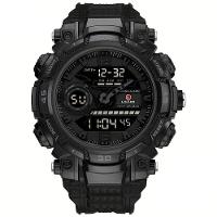 Relógio De Pulso Masculino Digital Led Multifuncional Desportivo De Quartzo Preto - 1