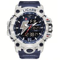 Relógio Esportivo Exibição Dupla Masculino 5atm à Prova De água Quartzo Estilo Militar Azul Escuro - 1