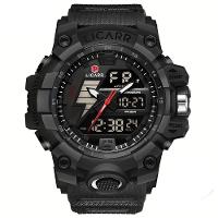 Relógio Esportivo Exibição Dupla Masculino 5atm à Prova De água Quartzo Estilo Militar Preto - 1