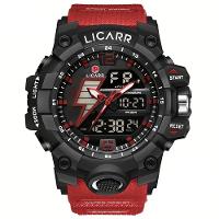 Relógio Esportivo Exibição Dupla Masculino 5atm à Prova De água Quartzo Estilo Militar Vermelho - 1