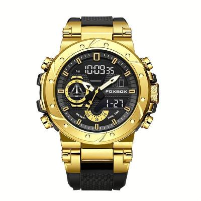 Relógio De Quartzo Masculino Com Visor Luminoso Pulseira De Silicone Casual Dourado