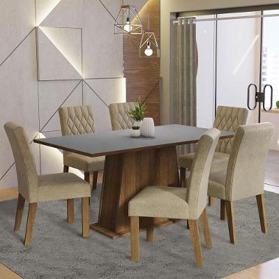 Conjunto de Jantar Britney 6 Lugares Tampo em MDP com Cadeiras Estofadas Suede Imperial Marrom