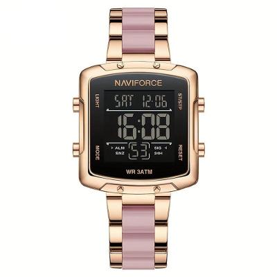 Relógio Digital Feminino Fashion Design Simples Quadrado Em Aço Inoxidavel Rosa Rosa