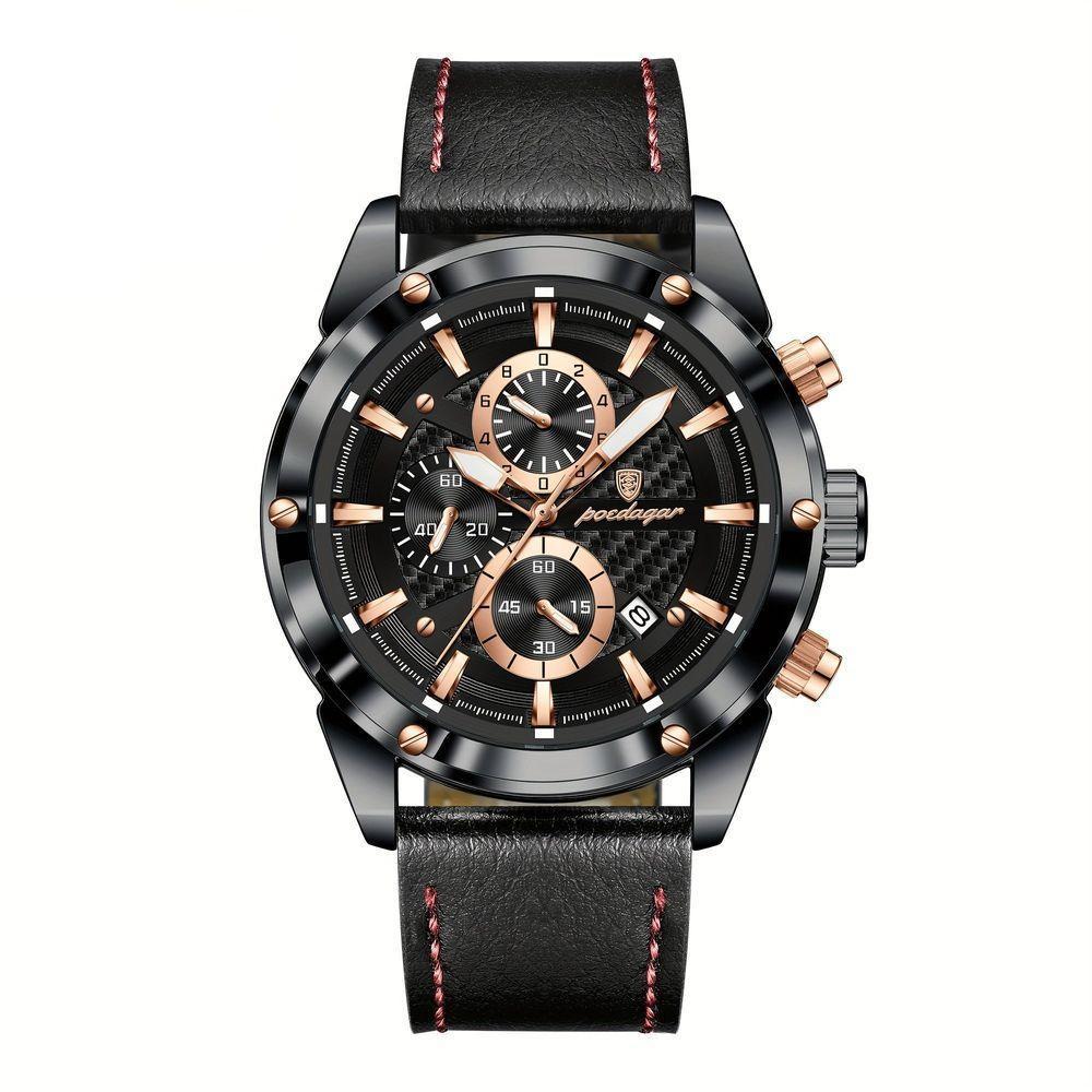 Relógio De Pulso Masculino Com Movimento Quartzo Design Esportivo Preto - 1