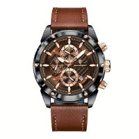 Relógio De Pulso Masculino Com Movimento Quartzo Design Esportivo Marrom - 1