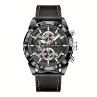 Relógio De Pulso Masculino Com Movimento Quartzo Design Esportivo Preto Vermelho - 1