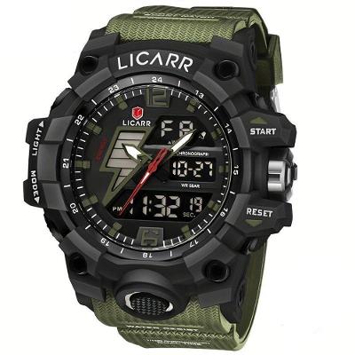 Relógio Esportivo Masculino Com Cronógrafo Analógico Digital Duplo Display 50m À Prova Da Água Verde