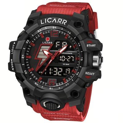 Relógio Esportivo Masculino Com Cronógrafo Analógico Digital Duplo Display 50m À Prova Da Água Vermelho