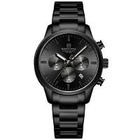 Relogio Masculino Esportivo Casual Quartzo Em Aço Inoxidável 30m À Prova Da Água Preto - 1