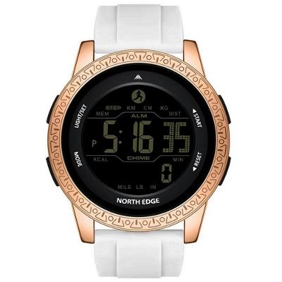 Relógio Digital Masculino Esportivo Apollo À Prova Da Água 50m Multifuncional Branco Dourado