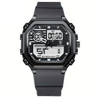 Relógio Esportivo Masculino Pulseira Em Silicone Display Híbrido Digital Analógico Cinza - 1