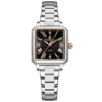 Relógio Feminino Design Sofisticado Quartzo Em Aço Inoxidável À Prova Da Água Casual Preto Prata - 1