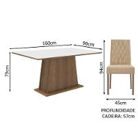 Conjunto Sala De Jantar Mesa Tampo De Madeira 6 Cadeiras Rustic/branco/imperial Britney Madesa - 6