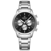 Relogio Masculino Esportivo Casual Quartzo Em Aço Inoxidável 30m À Prova Da Água Preto Prata - 1