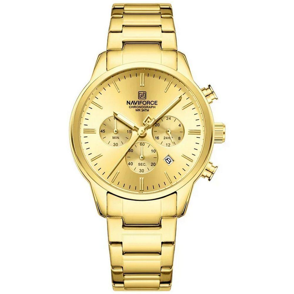 Relogio Masculino Esportivo Casual Quartzo Em Aço Inoxidável 30m À Prova Da Água Dourado - 1