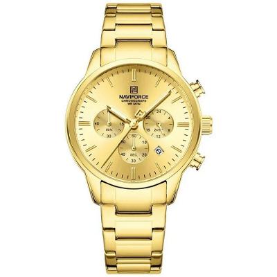 Relogio Masculino Esportivo Casual Quartzo Em Aço Inoxidável 30m À Prova Da Água Dourado