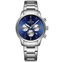 Relogio Masculino Esportivo Casual Quartzo Em Aço Inoxidável 30m À Prova Da Água Azul Prata - 1