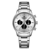 Relogio Masculino Esportivo Casual Quartzo Em Aço Inoxidável 30m À Prova Da Água Branco Prata - 1