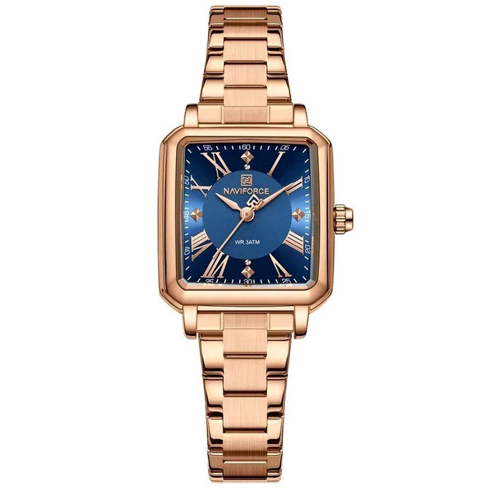 Relógio Feminino Design Sofisticado Quartzo Em Aço Inoxidável À Prova Da Água Casual Azul Rose - 1