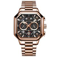 Relógio De Quartzo Com Cronógrafo Mostrador Luminoso Pulseira Em Aço Inoxidável 5atm Rose Gold - 1