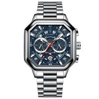 Relógio De Quartzo Com Cronógrafo Mostrador Luminoso Pulseira Em Aço Inoxidável 5atm Azul - 1