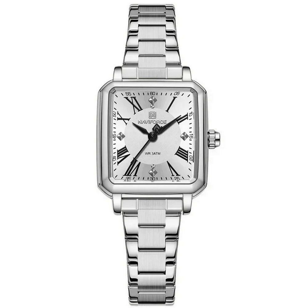 Relógio Feminino Design Sofisticado Quartzo Em Aço Inoxidável À Prova Da Água Casual Branco Prata - 1