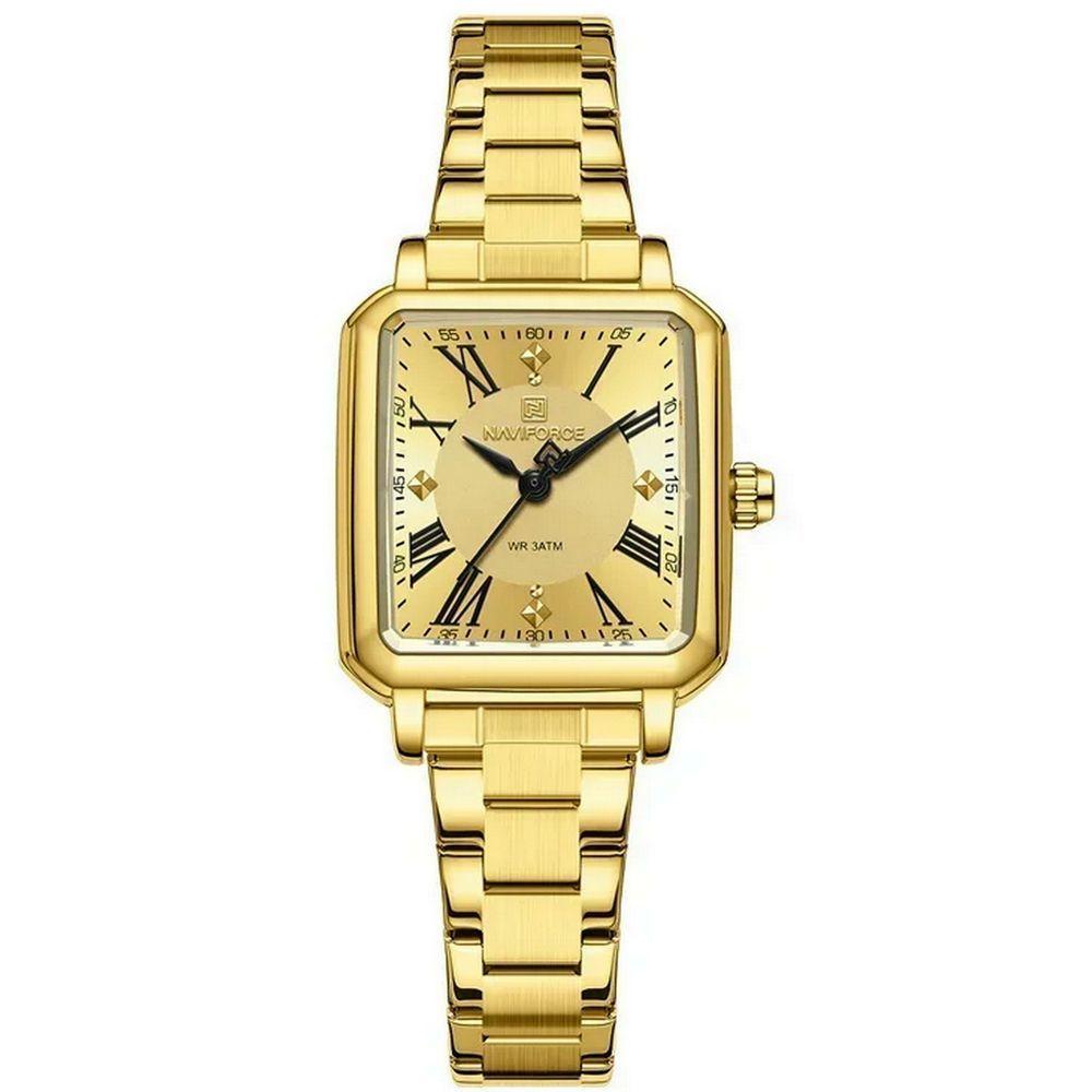 Relógio Feminino Design Sofisticado Quartzo Em Aço Inoxidável À Prova Da Água Casual Dourado - 1