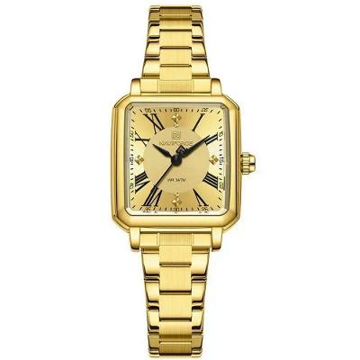Relógio Feminino Design Sofisticado Quartzo Em Aço Inoxidável À Prova Da Água Casual Dourado